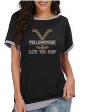 Load image into Gallery viewer, Crystal Bling | YELLOWSTONE Inspired Y LEOPARD PRINT | Comfy Short Sleeve Sweatshirt