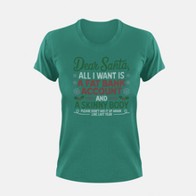 Load image into Gallery viewer, Tik Tok Shop | Dear Santa All I Want Is A Fat Bank Account And A Skinny Body Rhinestone Crystal Bling| Scoop Neck T-Shirt