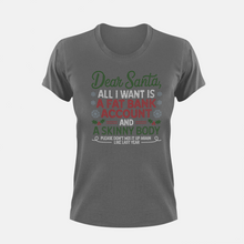 Load image into Gallery viewer, Tik Tok Shop | Dear Santa All I Want Is A Fat Bank Account And A Skinny Body Rhinestone Crystal Bling| Scoop Neck T-Shirt