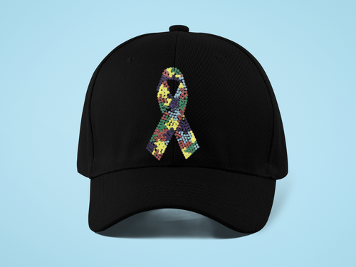 Crystal Bling | Super Power Autism Awareness Ribbon | Baseball Hat