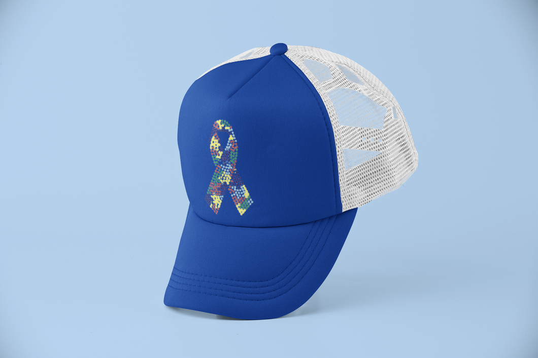 Crystal Bling | Super Power Autism Awareness Ribbon | Trucker  Hat