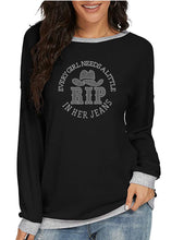 Load image into Gallery viewer, Crystal Bling | YELLOWSTONE Inspired EVERY GIRL NEEDS A RIP IN HER JEANS | Comfy Long Sleeve Sweatshirt