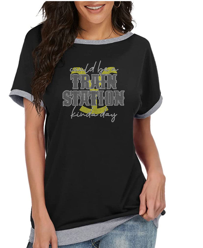 Crystal Bling | YELLOWSTONE Inspired TRAIN STATION KINDA DAY | Comfy Short Sleeve Sweatshirt