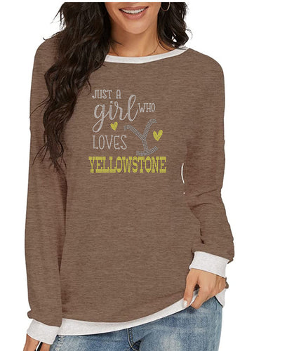 Crystal Bling | YELLOWSTONE Inspired JUST A GIRL WHO LOVES YELLOWSTONE | Comfy Long Sleeve Sweatshirt