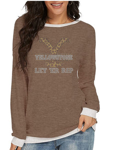Crystal Bling | YELLOWSTONE Inspired Y LEOPARD PRINT | Comfy Long Sleeve Sweatshirt