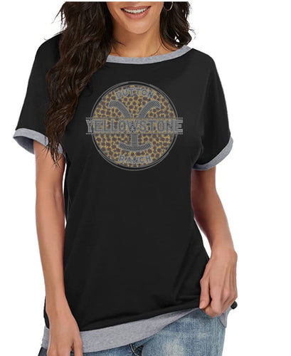 Crystal Bling | YELLOWSTONE Inspired Y LEOPARD PRINT | Comfy Short Sleeve Sweatshirt