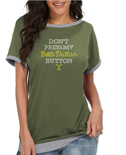 Crystal Bling | YELLOWSTONE Inspired BETH DUTTON BUTTON | Comfy Short Sleeve Sweatshirt
