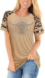 Crystal Bling | YELLOWSTONE Inspired | Short Sleeve Leopard Top PICK YOUR DESIGN