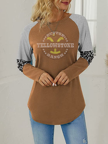 Y Crystal Bling | YELLOWSTONE Inspired | Long Sleeve Tunic Leopard Trim