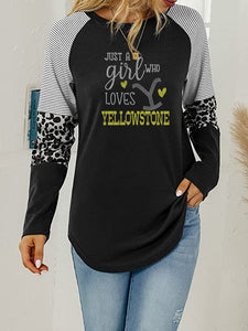 Crystal Bling | YELLOWSTONE Inspired JUST A GIRL WHO LOVES YELLOWSTONE | Long Sleeve Tunic Leopard Trim