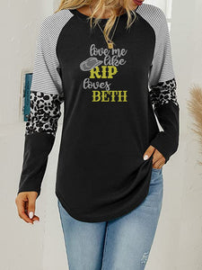 Crystal Bling | YELLOWSTONE Inspired LOVE ME LIKE RIP LOVES BETH | Long Sleeve Tunic Leopard Trim