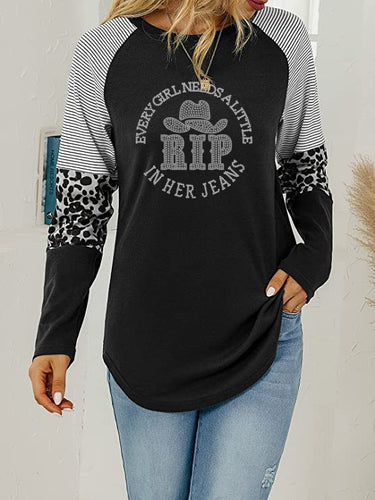 Crystal Bling | YELLOWSTONE Inspired Every Girl Needs A RIP In Her Jeans | Long Sleeve Tunic Leopard Trim
