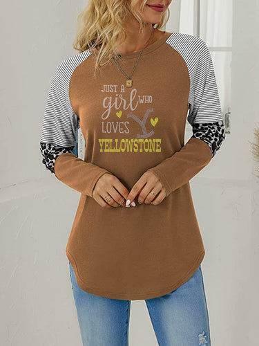 Crystal Bling | YELLOWSTONE Inspired JUST A GIRL WHO LOVES YELLOWSTONE | Long Sleeve Tunic Leopard Trim
