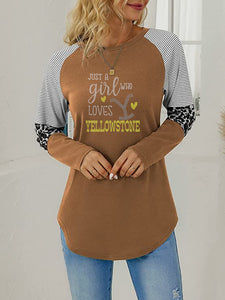 Crystal Bling | YELLOWSTONE Inspired JUST A GIRL WHO LOVES YELLOWSTONE | Long Sleeve Tunic Leopard Trim