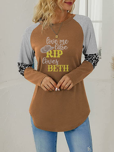 Crystal Bling | YELLOWSTONE Inspired LOVE ME LIKE RIP LOVES BETH | Long Sleeve Tunic Leopard Trim