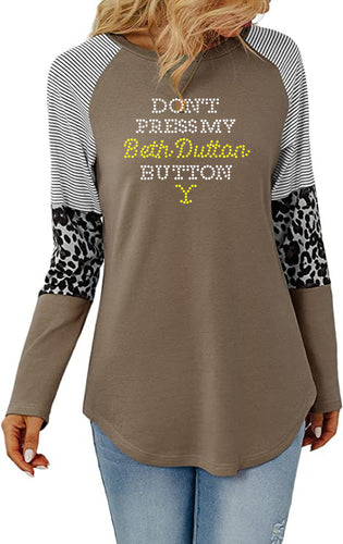Crystal Bling | YELLOWSTONE Inspired BETH DUTTON | Long Sleeve Tunic Leopard Trim