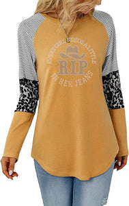 Crystal Bling | YELLOWSTONE Inspired Every Girl Needs A RIP In Her Jeans | Long Sleeve Tunic Leopard Trim