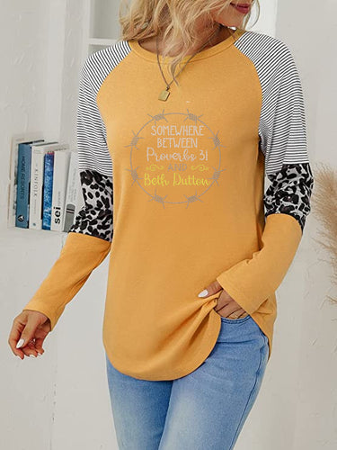 Crystal Bling | YELLOWSTONE Inspired PROVERBS | Long Sleeve Tunic Leopard Trim